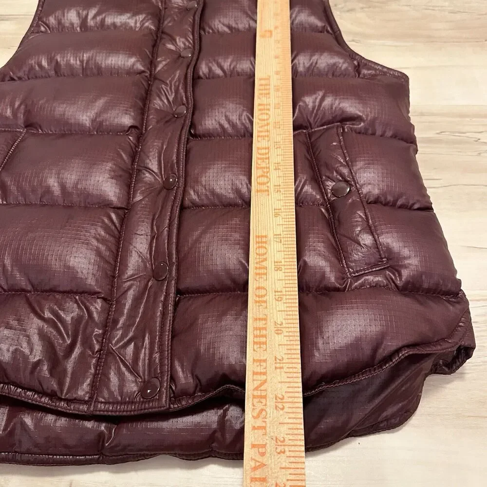 J Crew Women Small Vest Full‎ Zip Goose Down Puffer Full Zip Shiny Burgundy Red
